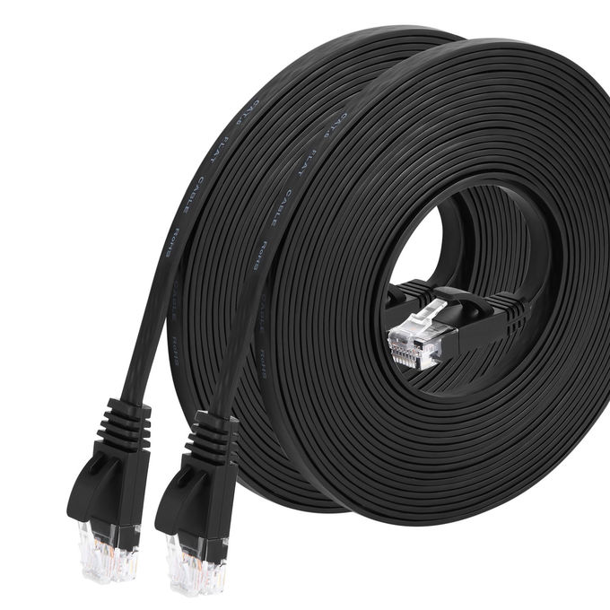 Cat6 Bare Copper Flat Cable , 50Ft UTP Lan Cable For